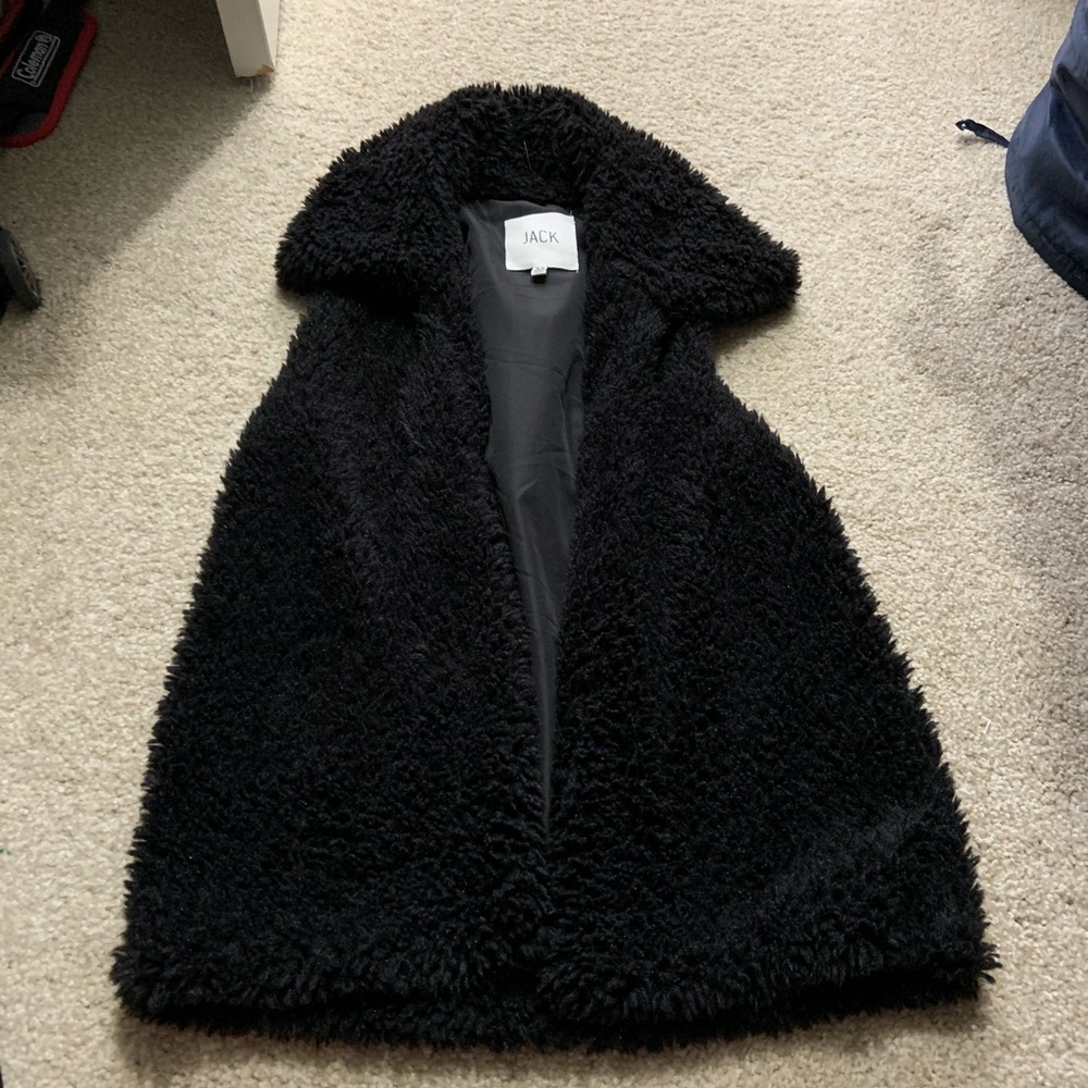 Anthropologie Black Fur Vest Size XS